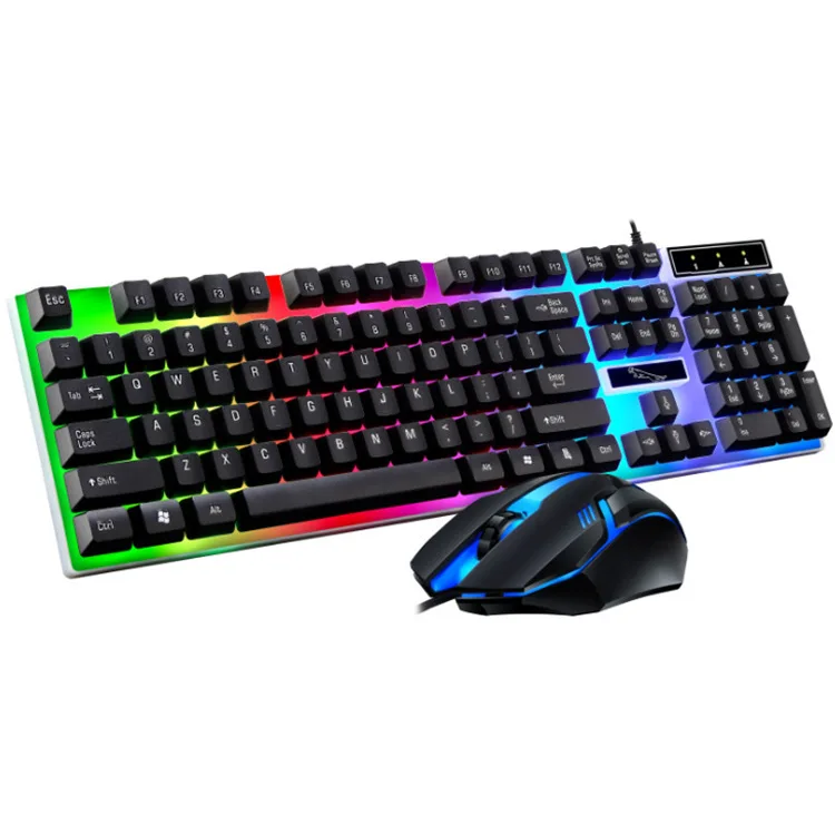 

OEM factory custom brand led backlit mouse keyboard combo, rgb game teclado gaming key board mouse combo for computer gamer, Black white green pink