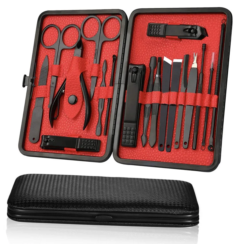 

Amazon Hot Custom Logo18pcs stainless steel Nail Clippers eyebrow scissors manicure set Portable Travel Nail Pedicure Tools, All color is available
