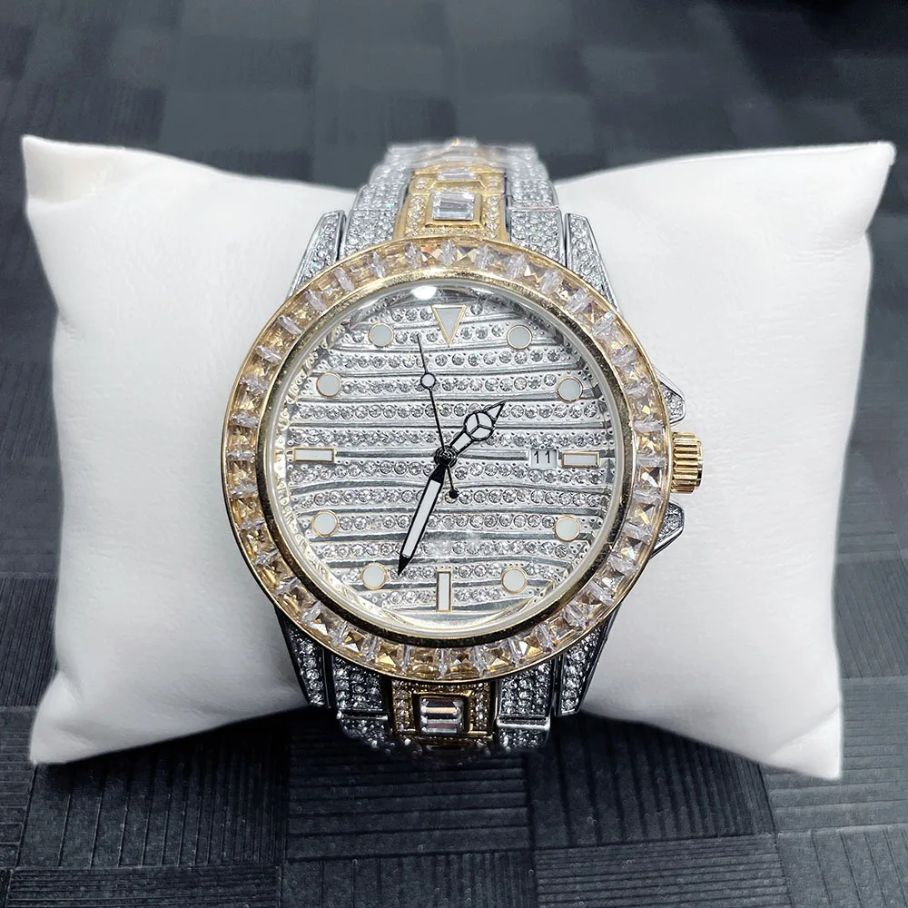 

luxury two tone gold diamond iced out watch 2022