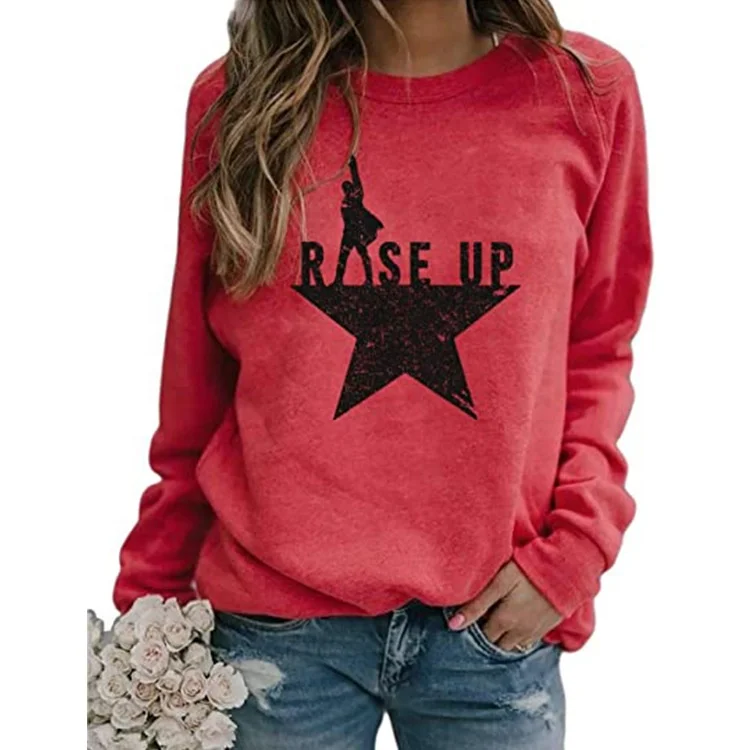 

2020 Best Selling Knitting Rase Up Printed Long Sleeve T Shirt 3XL Top Fall Sweaters Women, Multi colors