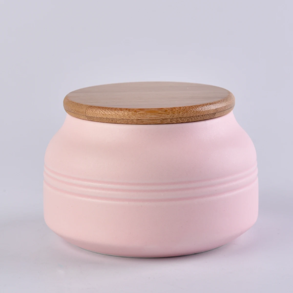 Home Decoration 8oz Pink Ceramic Candle Jar with lid