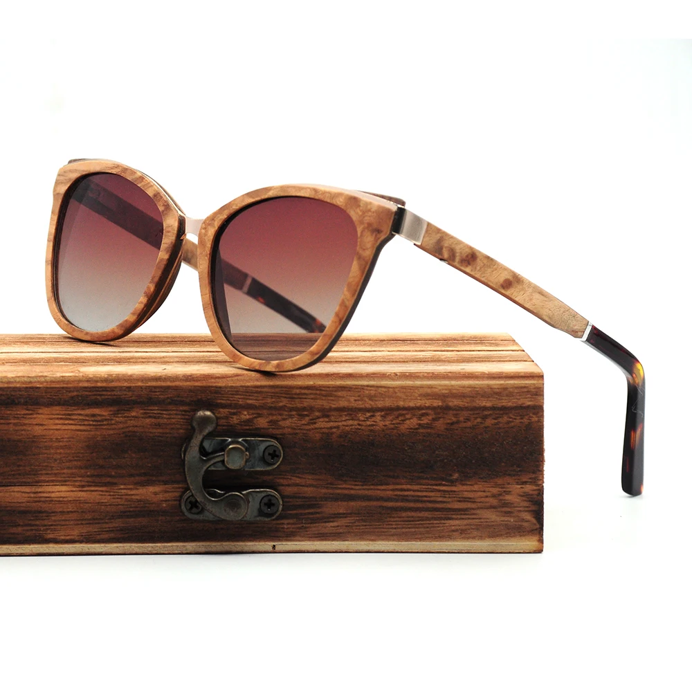 fashion wooden sunglasses polarized lenses lady wood bamboo custom logo sunglasses