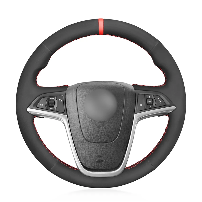 

Custom Hand Sewing Black Suede Steering Wheel Cover for Vauxhall Opel Mokka Insignia Astra J Meriva Zafira C