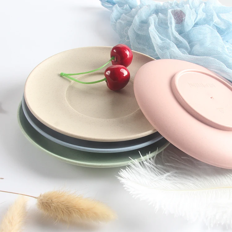 

Top Selling Cheap Dinner Wheat Straw Fiber Eco Friendly PP Biodegradable Plastic Plate