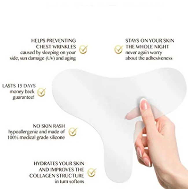 

Decollete Pad for Chest Wrinkles Silicone Neck Wrinkle Patches Reusable Medical Grade Silicon Chest Pads for Wrinkle Prevention, Transparents or custom