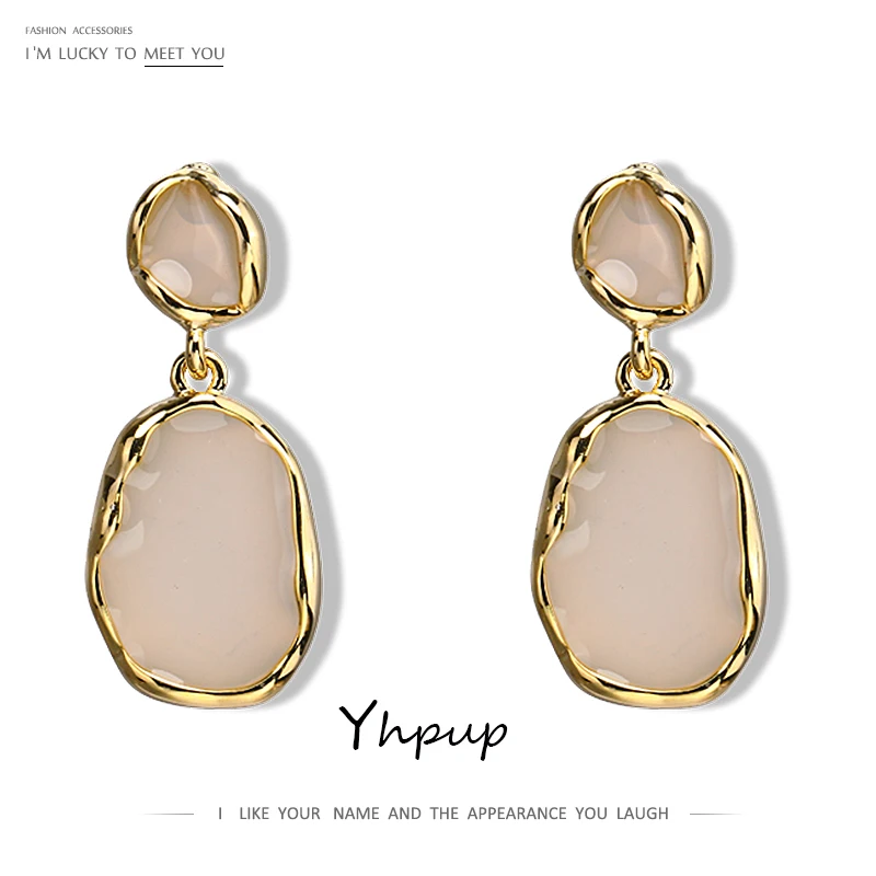 

Yhpup 2020 Fashion New Epoxy Drop Dangle Earrings Charm Copper 16 k Plated Gold Metal Earrings for Women Bijoux En Argent 925, Picture