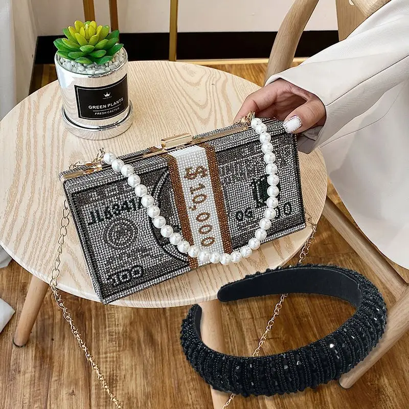 

luxury womne purses ladies headband single evening bag money purse headbands set