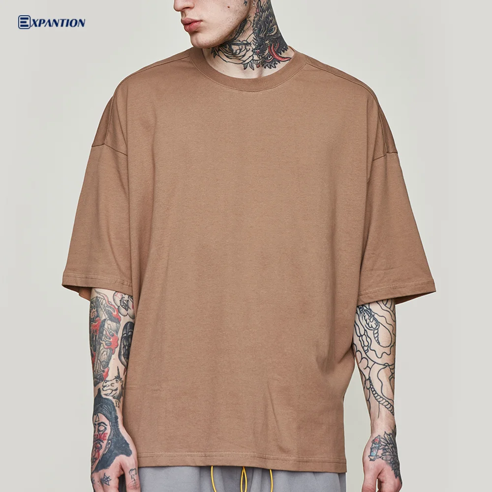 Design Your Own Logo Drop Shoulder Streetwear Hip Hop Crew Neck Tee Shirt 100% Cotton Custom Printing Blank Plain Men TShirt