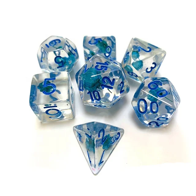 

Polyhedral Dungeons & Dragons blue flower dice