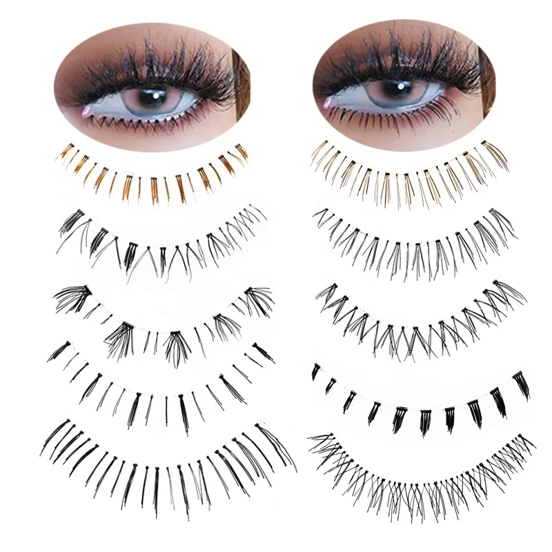 

Private Label Wholesale Transparent Plastic band Under Eye Lash lower Silk Synthetic lashes Natural Bottom False Eyelashes, Natural black