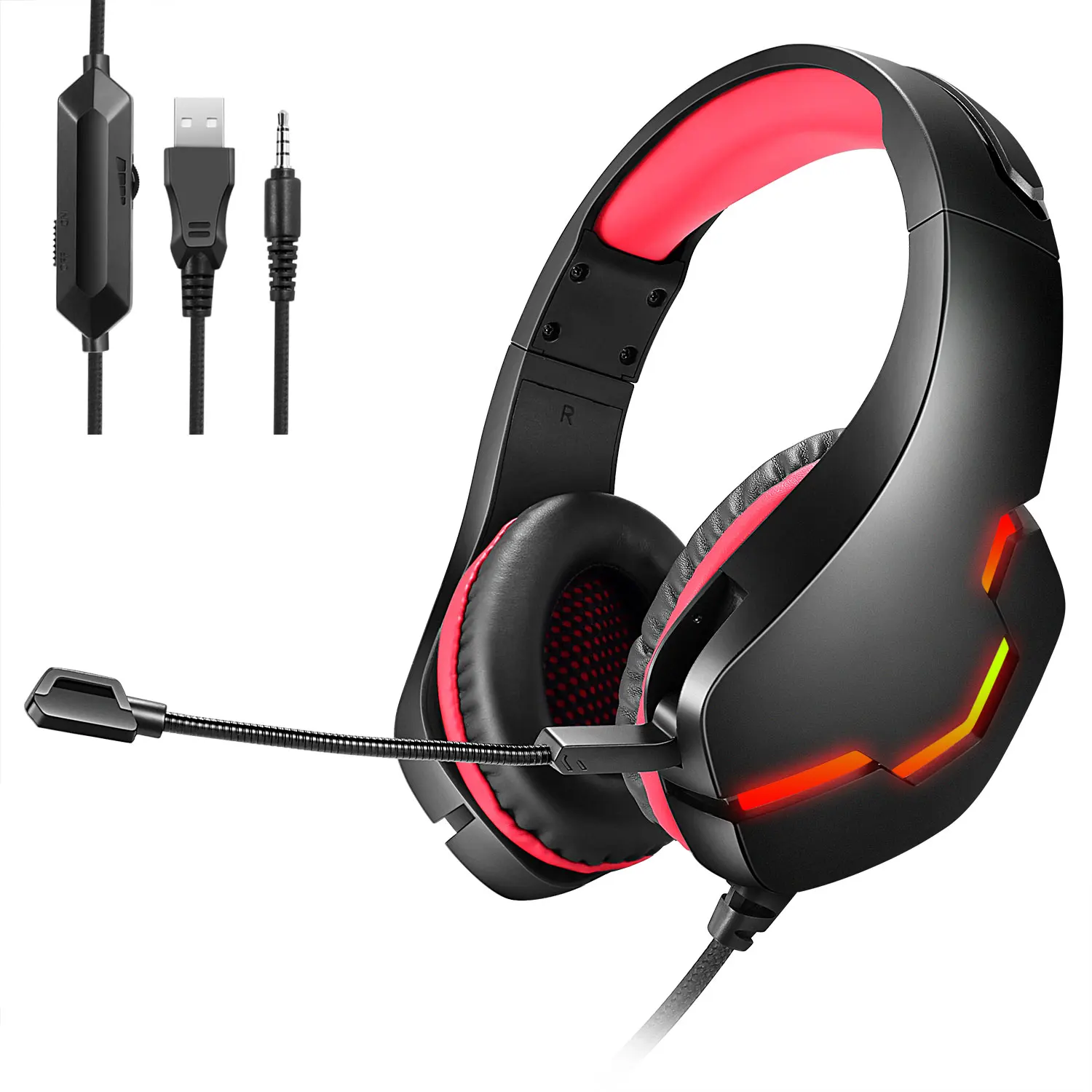 

Led wired game headset over-ear stereo headset with microphone gaming headphones for gamer for ps4 pk g9000