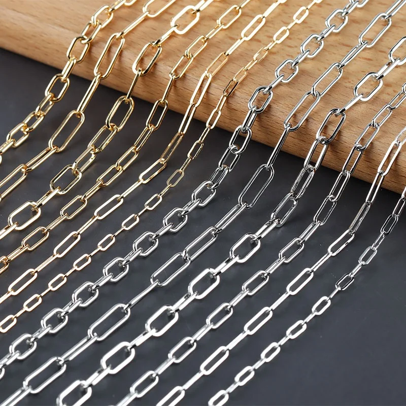 

Punk Style Metal DIY Necklace Chains For Women Fashion Jewelry Making Accessories C201 1m/lot, Gold,silver