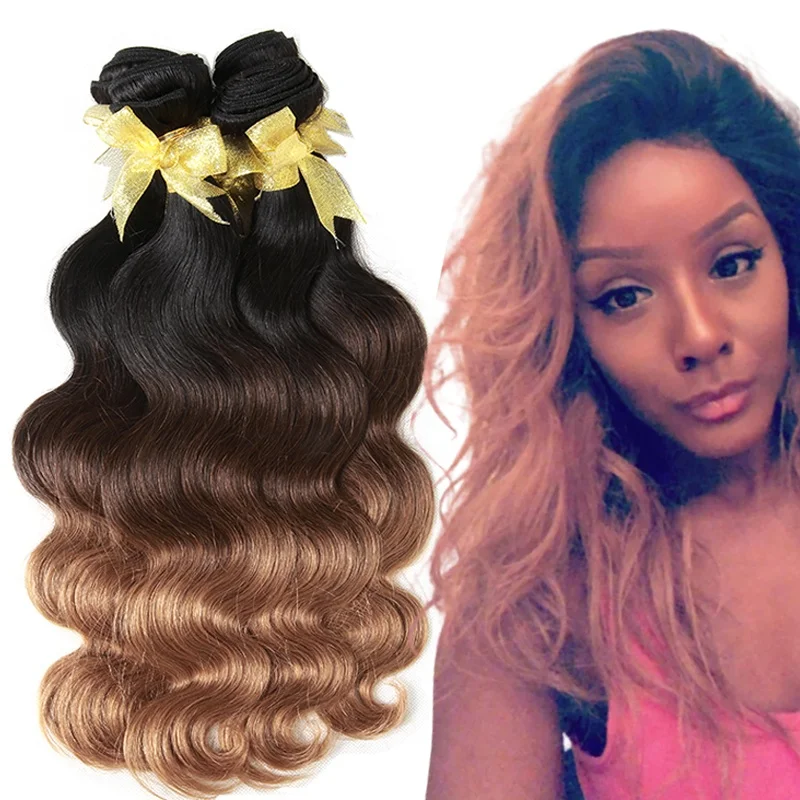 

2021 New style cuticle aligned hair ombre T1b427 brazilian human remy hair body wave double weft bundle