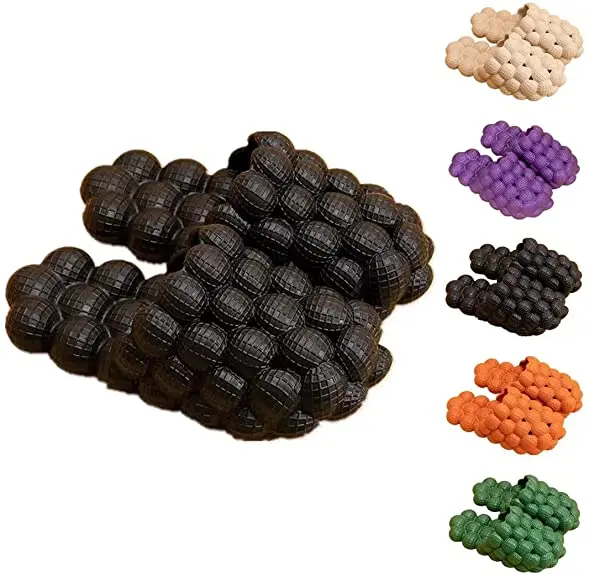 

High Quality Comfortable Women Slippers Massage Footwear Indoor Outdoor Bubble Slipper Ladies Women Slides Slippers, Black blue red yellow grey cheetah