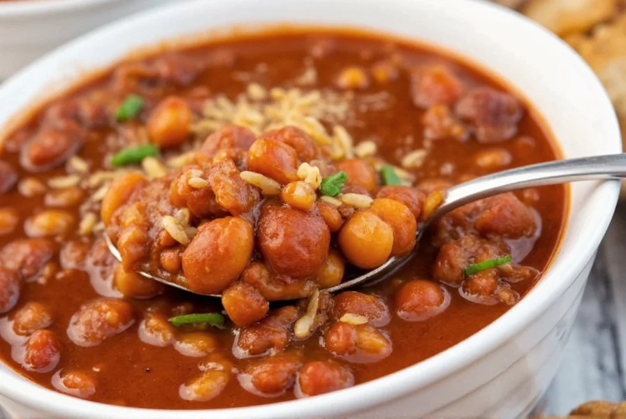 Bowl of homemade hot dog chili with cheese and onions