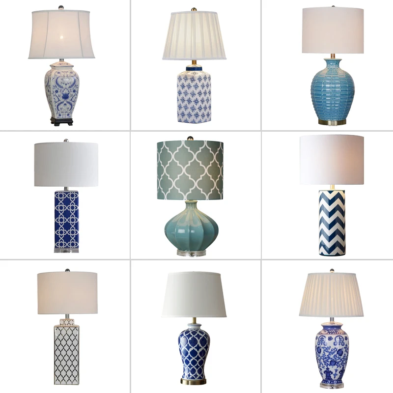 European style colorful handmade ceramic led desk lamps LED table light