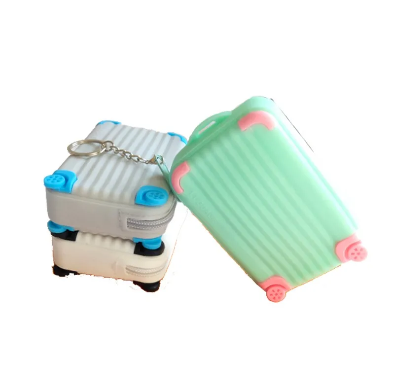 

Zipper Coin Purse Mini Cute Luggage Bag Keychain Storage Bag For Silicone