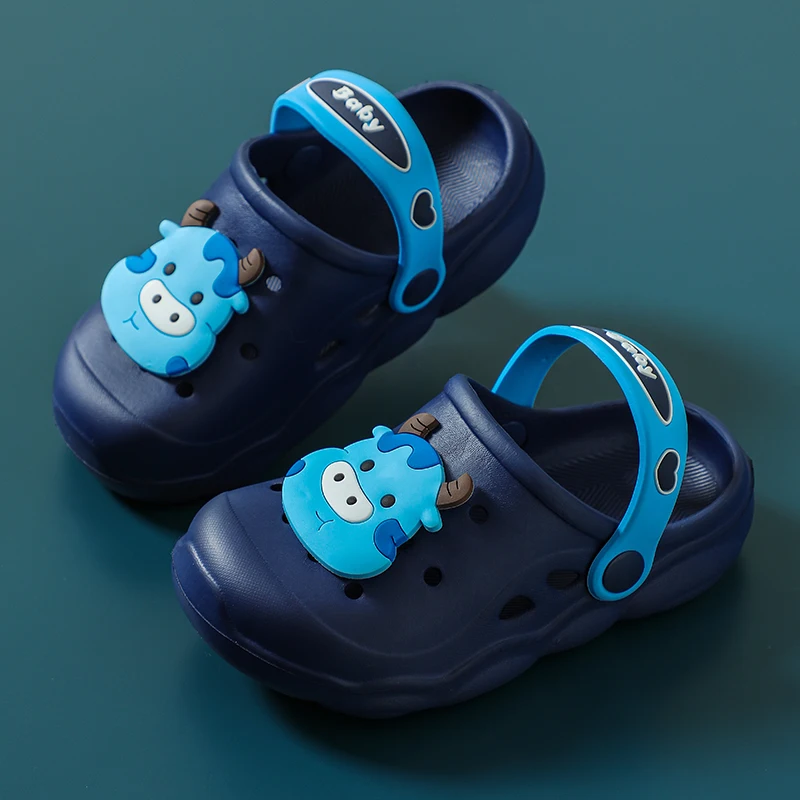 

Strap Baby Beach Clogs Boys EVA Garden Sandals Kids Croc Shoes for Boys Size 11 for Toddlers Baby Boy Slippers Size 5, Dark blue