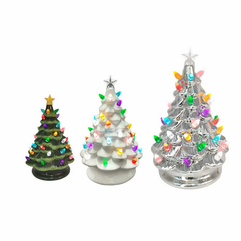 factory wholesale artifical light up mini ceramics custom decorative table christmas trees decoration accessories