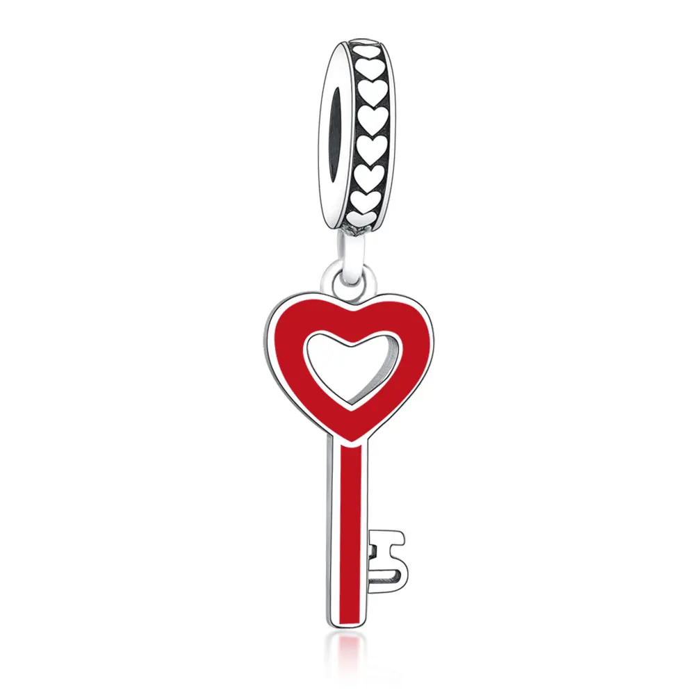 

Factory Outlet Wholesale 925 Sterling Silver Red Enamel Key Pendant Beads Charm For Jewelry Making