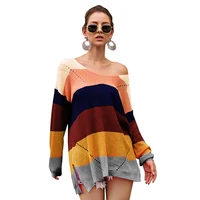 

2019 Lady Stylish Sweater Rainbow Print 100% Acrylic Women Knitwear Sweaters