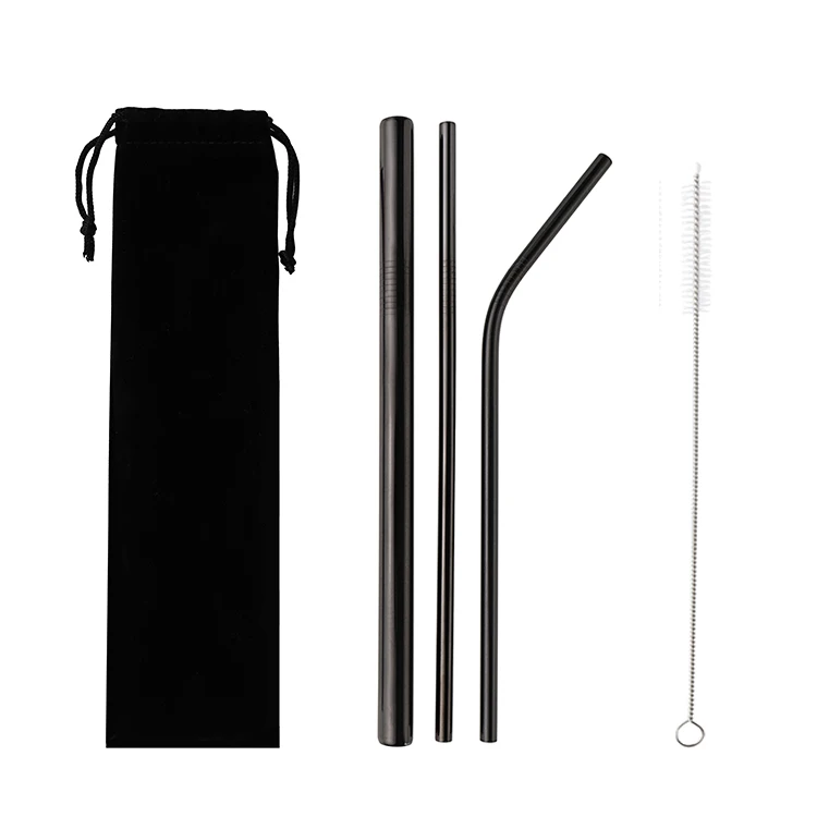 

Bar Accessories Portable Straw Wholesale Stainless Steel Straw Reusable Metal Straw with Cleaning Brush