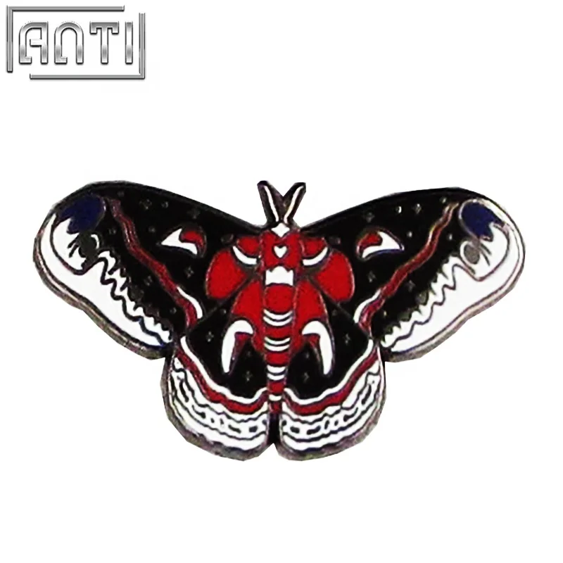 

Wholesale manufacturer red and black cool beautiful butterfly black nickel hard enamel lapel pin, Yellow color