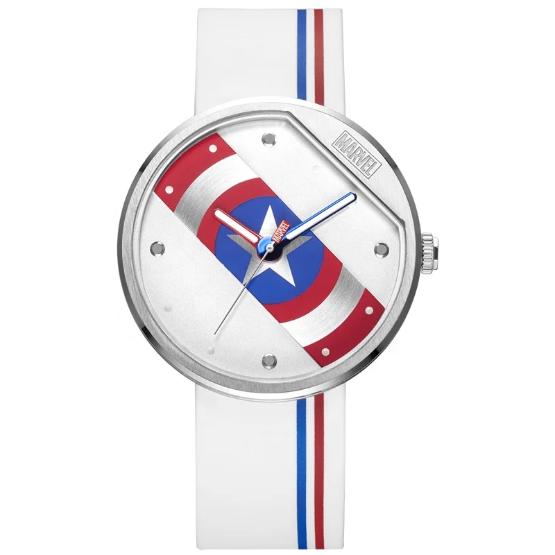 

Captain America Shield Design Watch Snow White Color Stainless Steel Round Relojes