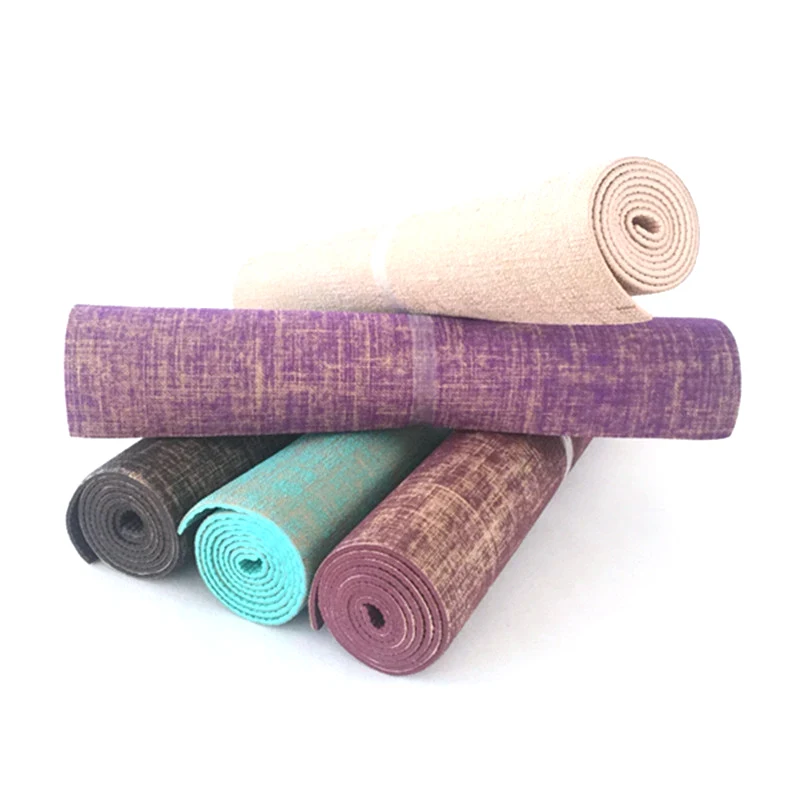 

Cyber Non-slip Thickness 5mm Linen Material Natural Jute Pvc Yoga Mat Yoga Mat Exercise Pad, Purple, cyan, wine red, beige, brown and other