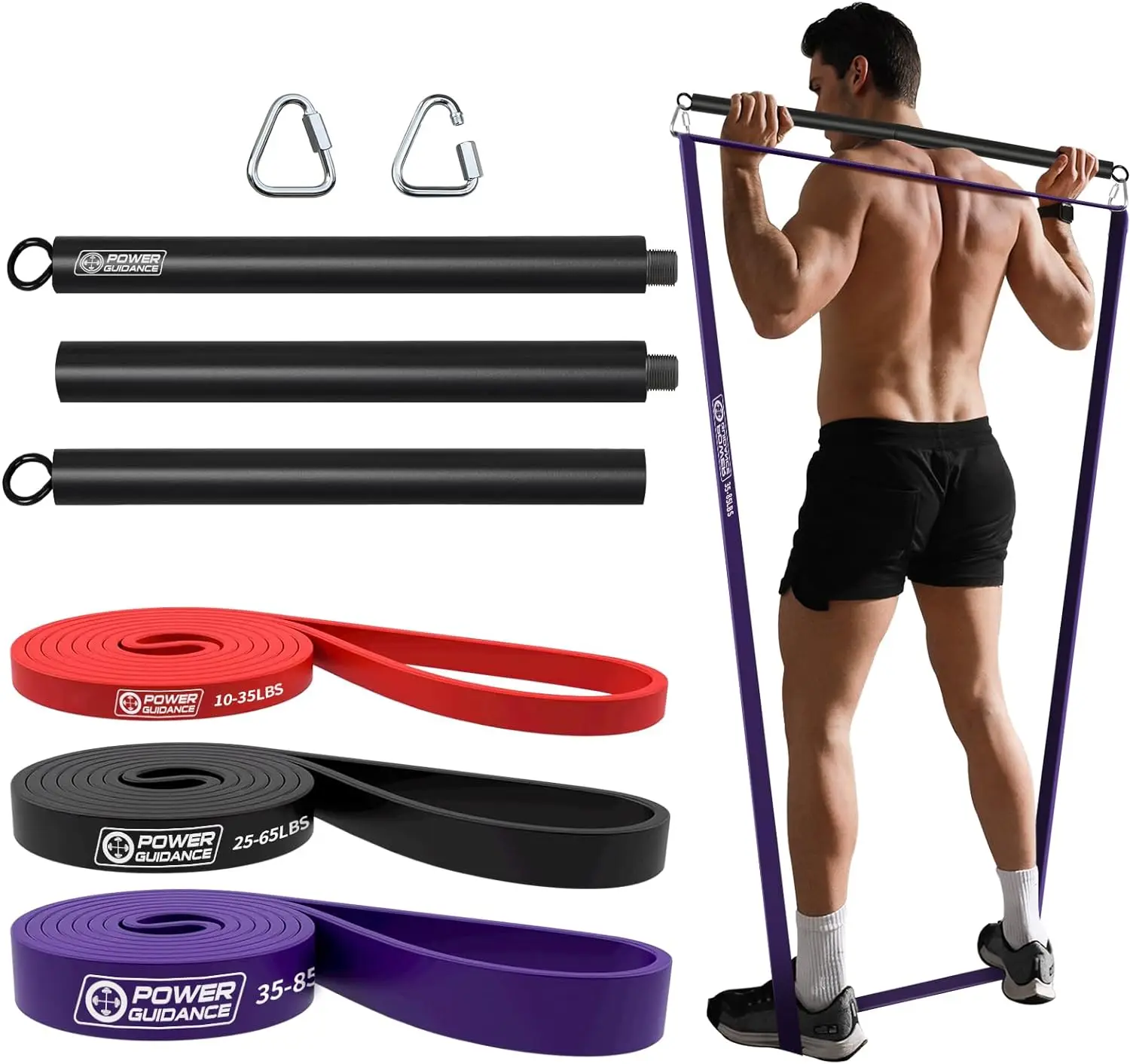 Portable Full-Body Workout Exercise Equipment Pilates Bar Kit with Latex Resistance Bands Fitness Bar Loop Type
