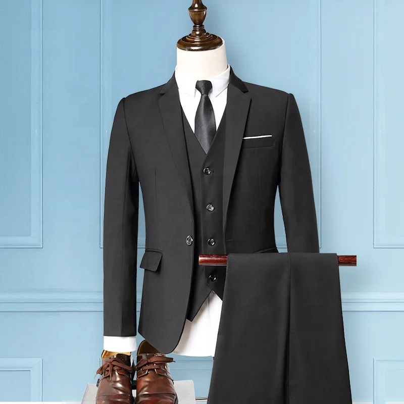 Top Sale 3 Pieces Jacket Vest Pants Single Breasted Mens Formal Suits For Groom 2020