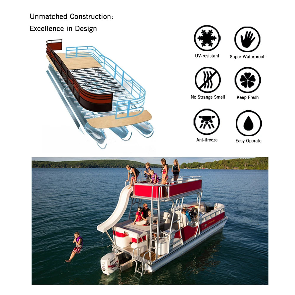 
2019 Ecocampor Cheapest Double Decker Aluminum Pontoon Boat with slide for Sale 
