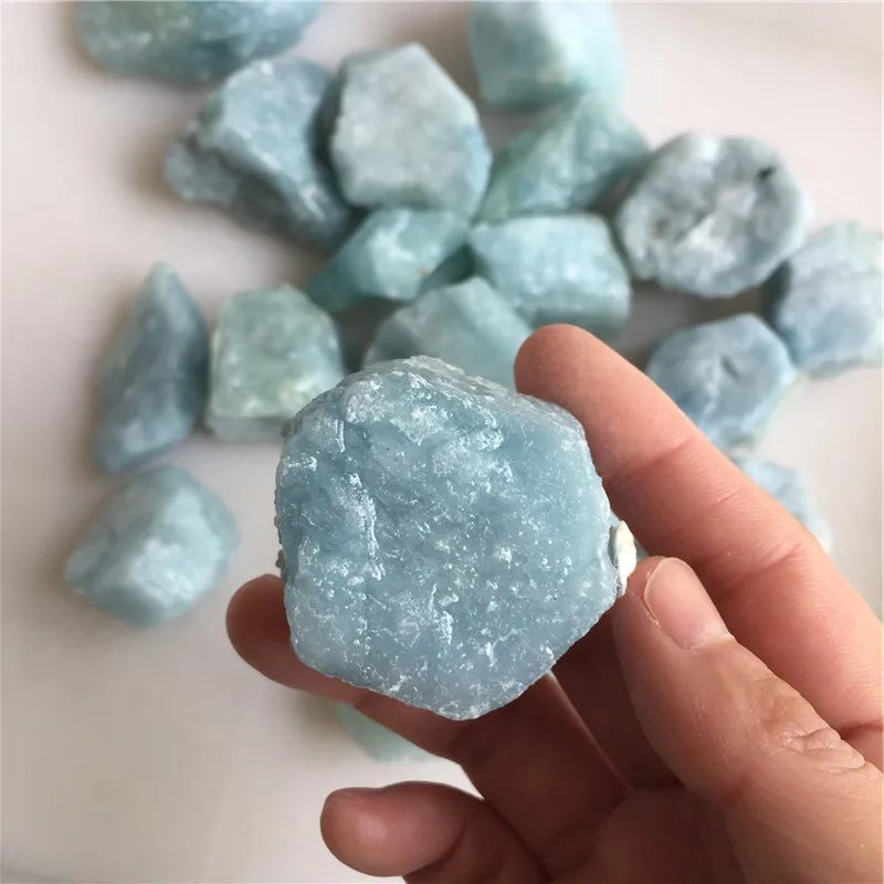 

Natural raw semi precious stone Aquamarine quartz crystal rough stone Aquamarine block