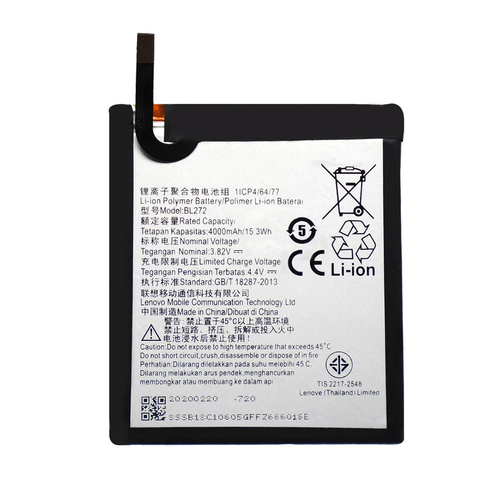 

Smartphone Li-ion replacement 4000mAh Battery BL272 For Lenovo K910 VIBE Z K910 K910E AKKu DDP service high quality hot sale, As the picture show