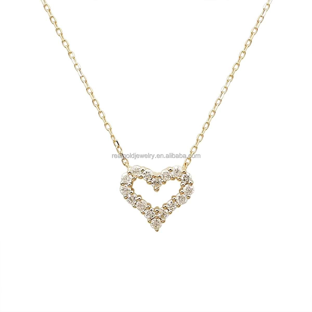 

Luxury 14K Solid Gold Lab Diamonds Necklaces AU585 Moissanite Love Heart Shape Pendant Necklace Good Fine Jewelry