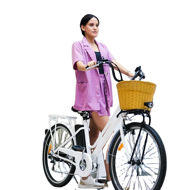 Lady city road 36v 250w 350w 6 gear suspension light aluminium alloy frame mobility commuting pedal assist electric adult bike