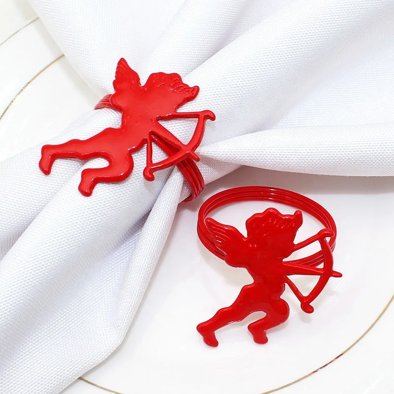 

Valentine's Day Napkin Rings Red Cupid Napkin Ring for Wedding Dinner Party Banquet Serviette for Christmas Thanksgiving HWM26