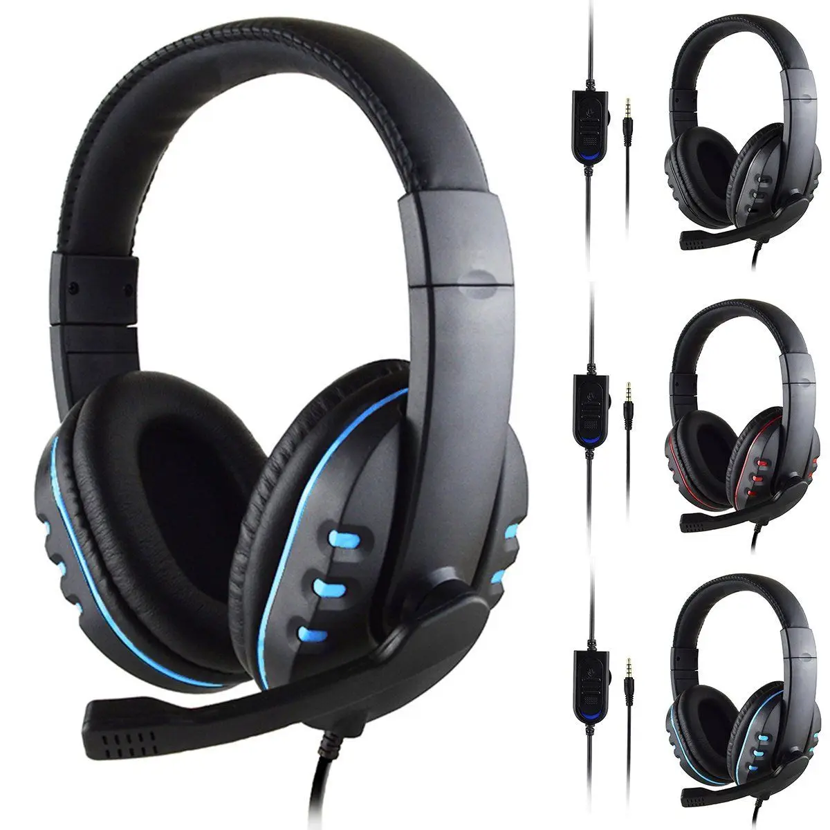 

Dropshipping on stock Active Gaming Mic Ear Earphone For Headband 3.5mm Led earphones headphones headsets for sony iphone, Black blue