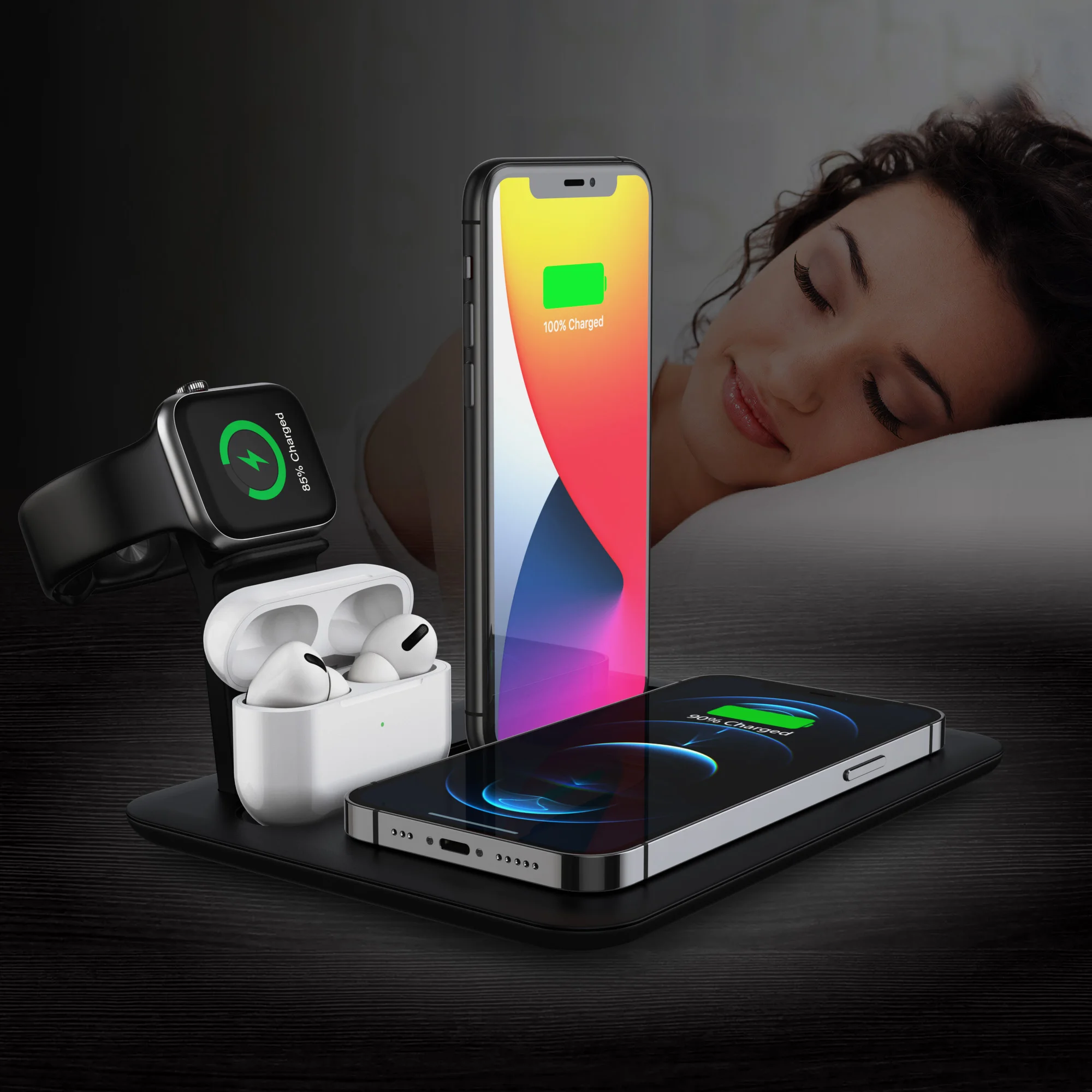 

new 3-in-1 fast usa qi smart magnetic wireless charger stand wireless charger dock station