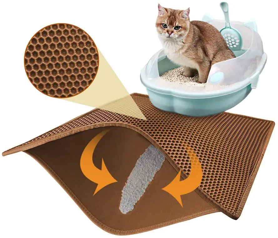 

Honeycomb Double-Layer Design Waterproof Urine Proof Material Cat Litter Mats, Different colors