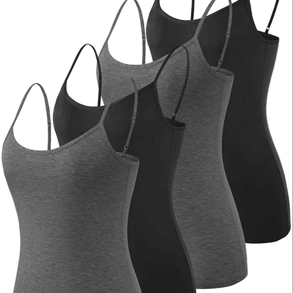 

2021 new hot-selling summer sexy Vislivin Womens Basic Solid Camisole bra Adjustable underwear cotton Camisole set, White,black,grey