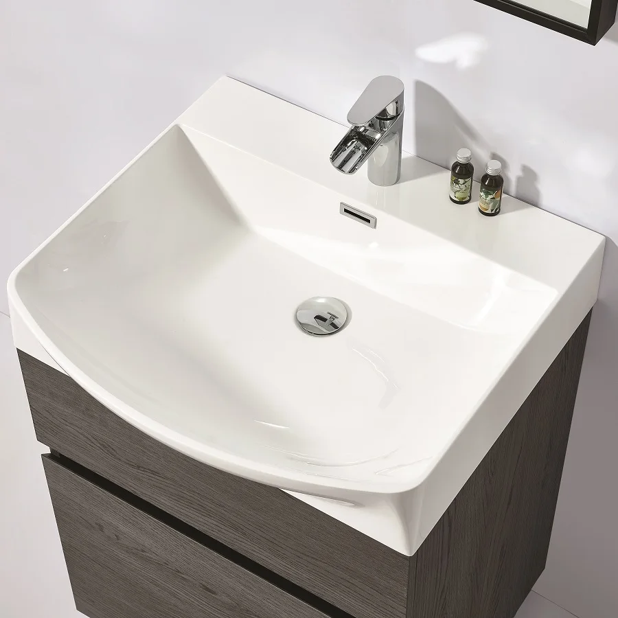 Free Standing Bathroom Sink Cabinet Dark Color Design Vanity Top