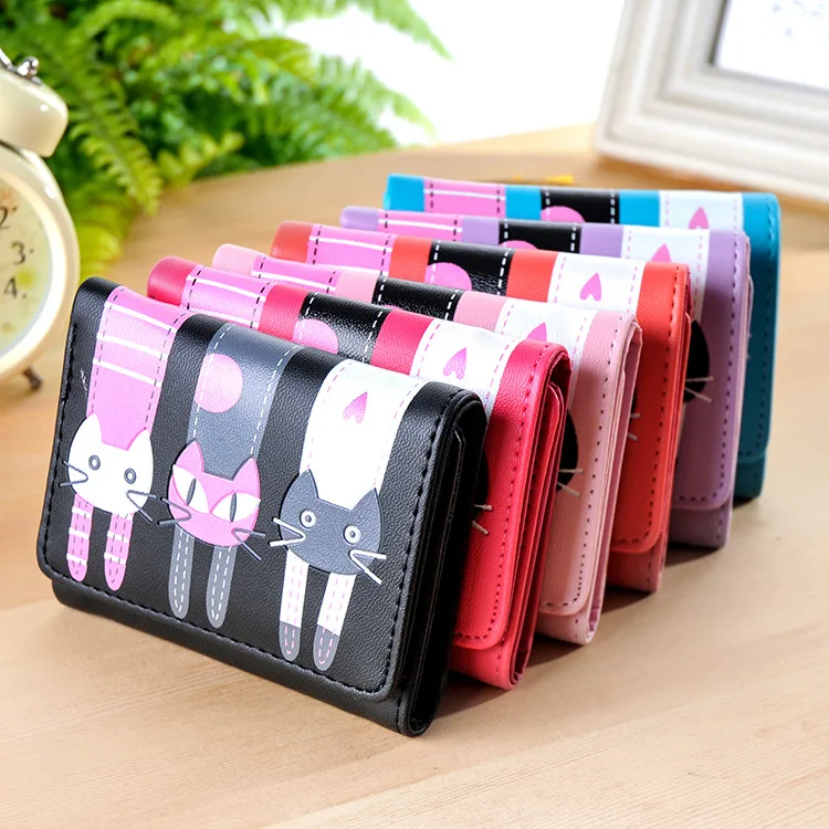 

Korean Short Student Wallet cartoon cat cute lady wallet card holder coin purse, 6colors