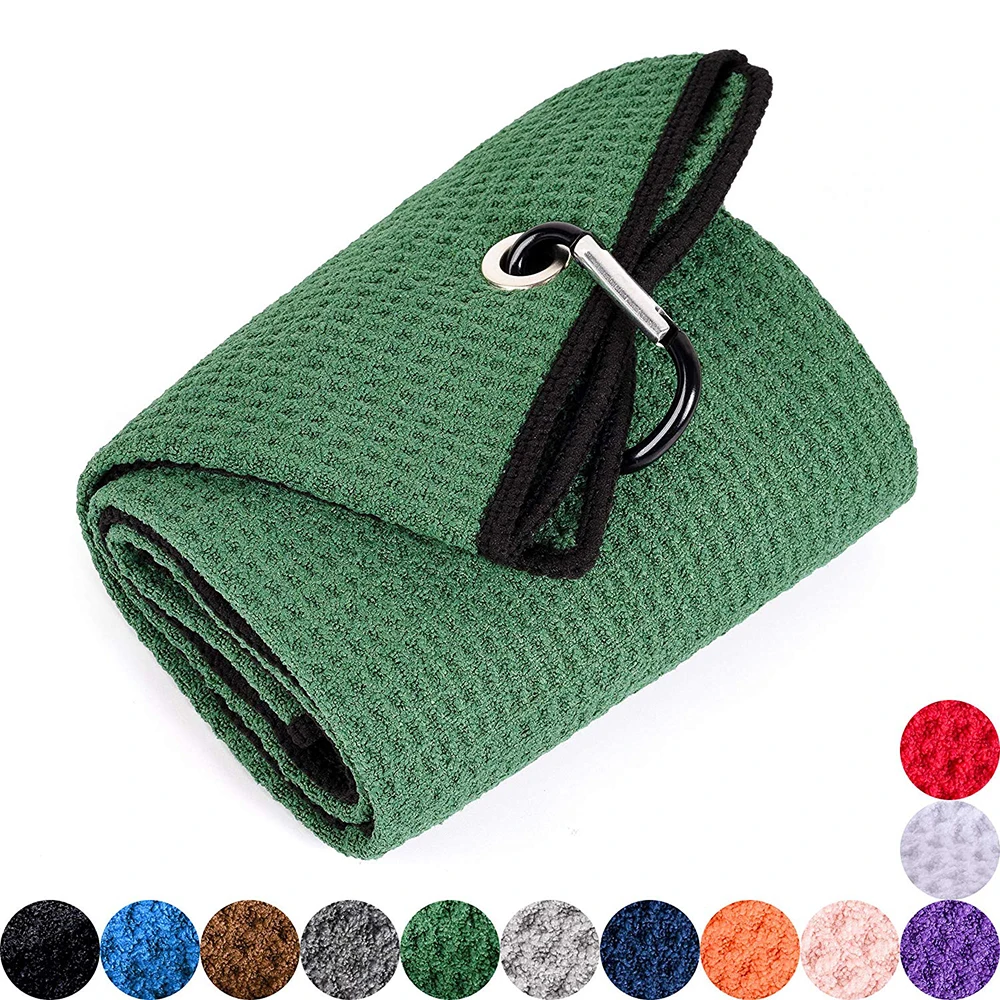 

Wholesale Printed Custom Logo Waffle weave Microfibre Golf Towels with Grommet and Hook