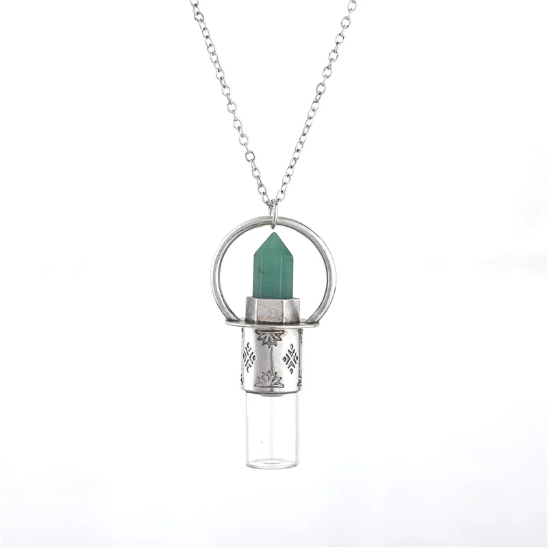 

Wholesale Aromatherapy Jewelry Crystal Necklace Custom Essential Oil Perfume Diffuser Glass Bottle Pendant Necklace