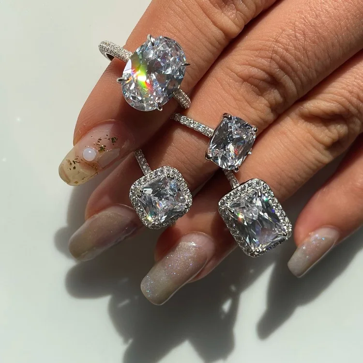 

Europe 925 sterling silver size 5-9 geometric CZ rings women, Picture shows