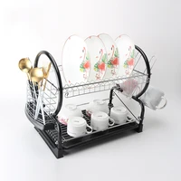 

Customized Professional Adjustable Iron Wire 2 Tiers Metal Sink Drying Drainer Kitchen Storage Dish Rack