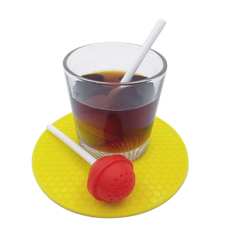 

Sweet Tea Infuser Candy Lollipop Loose Leaf Mug Strainer Cup Steeper for Tea & Coffee Creative Lollipop Shape Silicon, As photo
