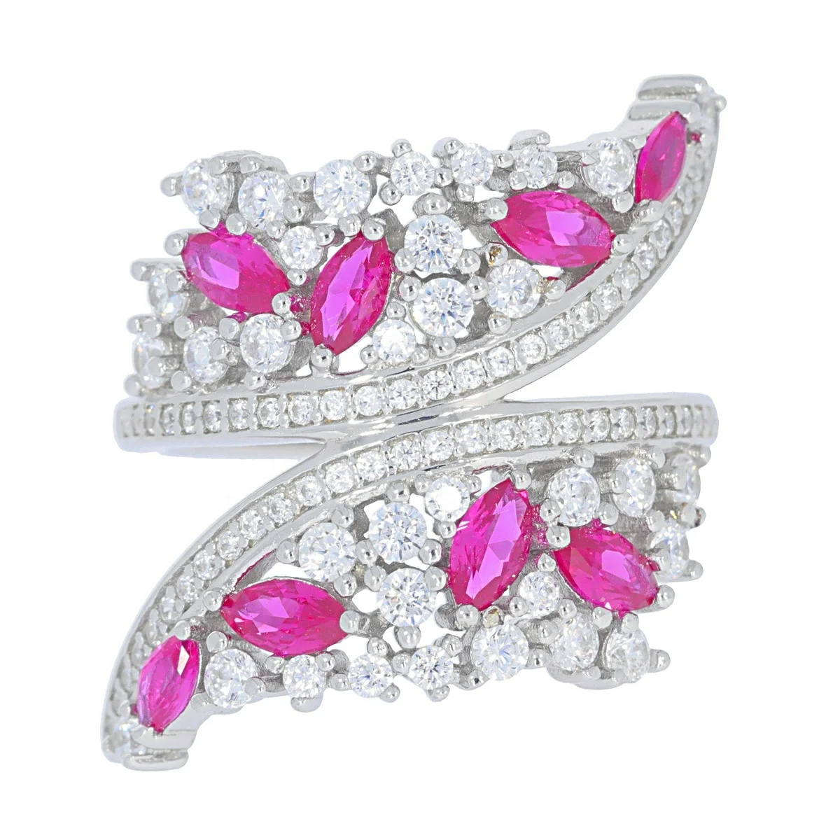 

0.85 cts Lab Ruby and 2.29 cts White CZ 925 sterling silver Ring