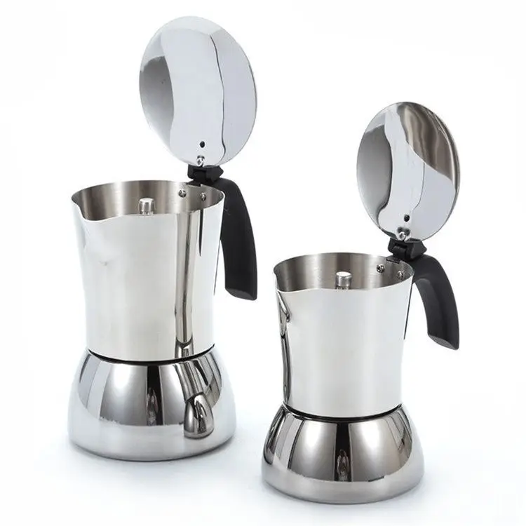 

2021 Stove Coffee Maker Italian Moka Espresso Cafetera Expresso Percolator Cafe Coffee Moka Pot, Silver